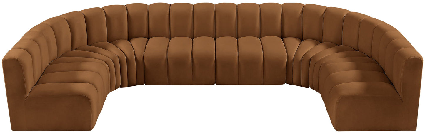 Arc - Velvet Modular U-Shaped Sectional - Saddle