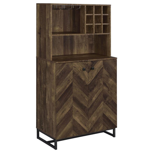 Mendoza - 2 Door Home Bar Cabinet Wine Storage - Rustic Oak