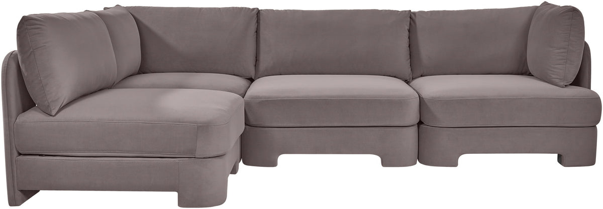 Hammond - Velvet Performance Fabric Upholstered 4 Piece Armless Sectional