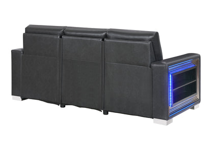 Ylime - Power Reclining Sofa With Bookcase LED - Charcoal