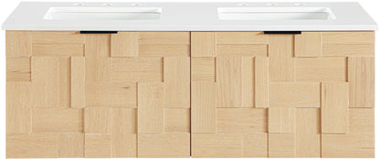 Leonardo - Engineered Stone And Solid Wood 24" Wall Mounted Bathroom Vanity