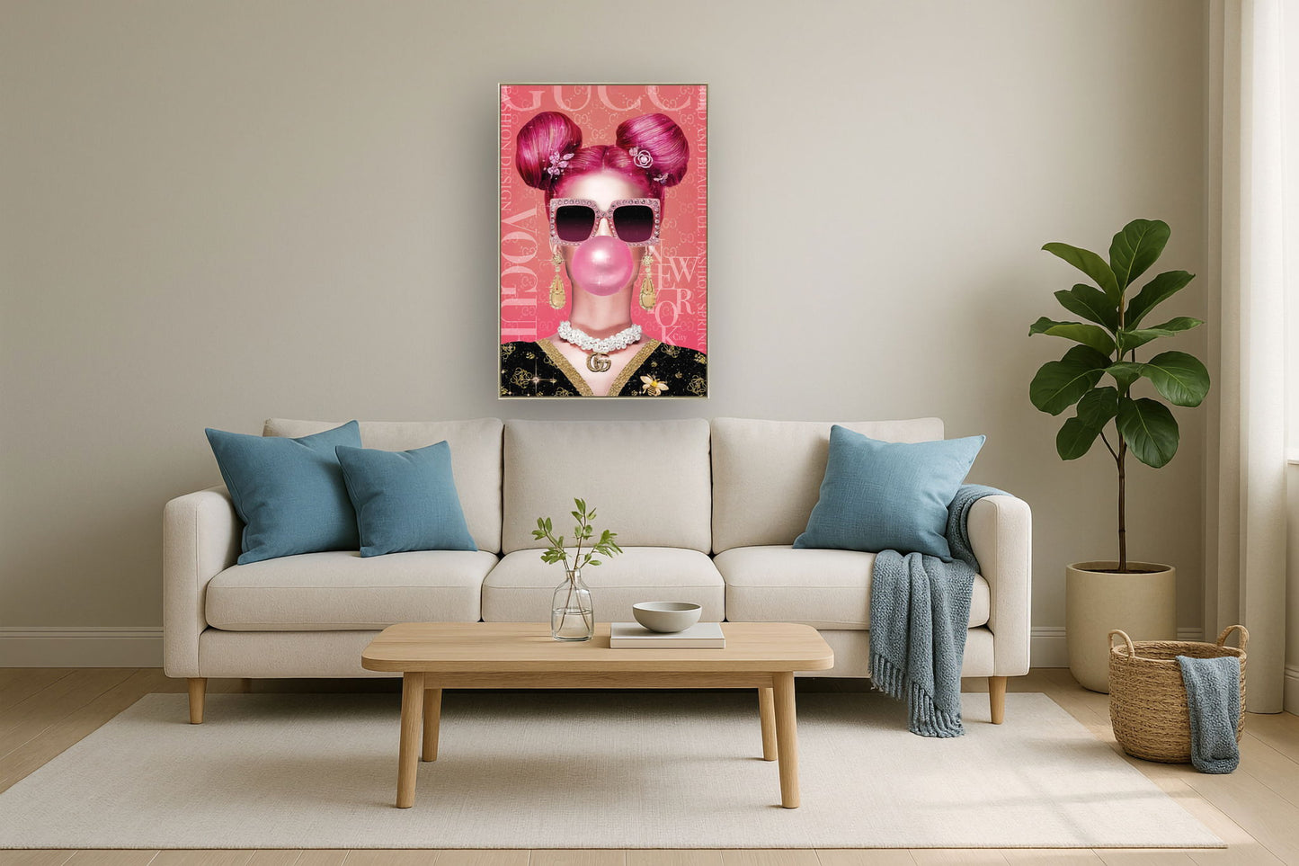 Bubblegum Diva Chic - 32" x 47" Framed Wall Art