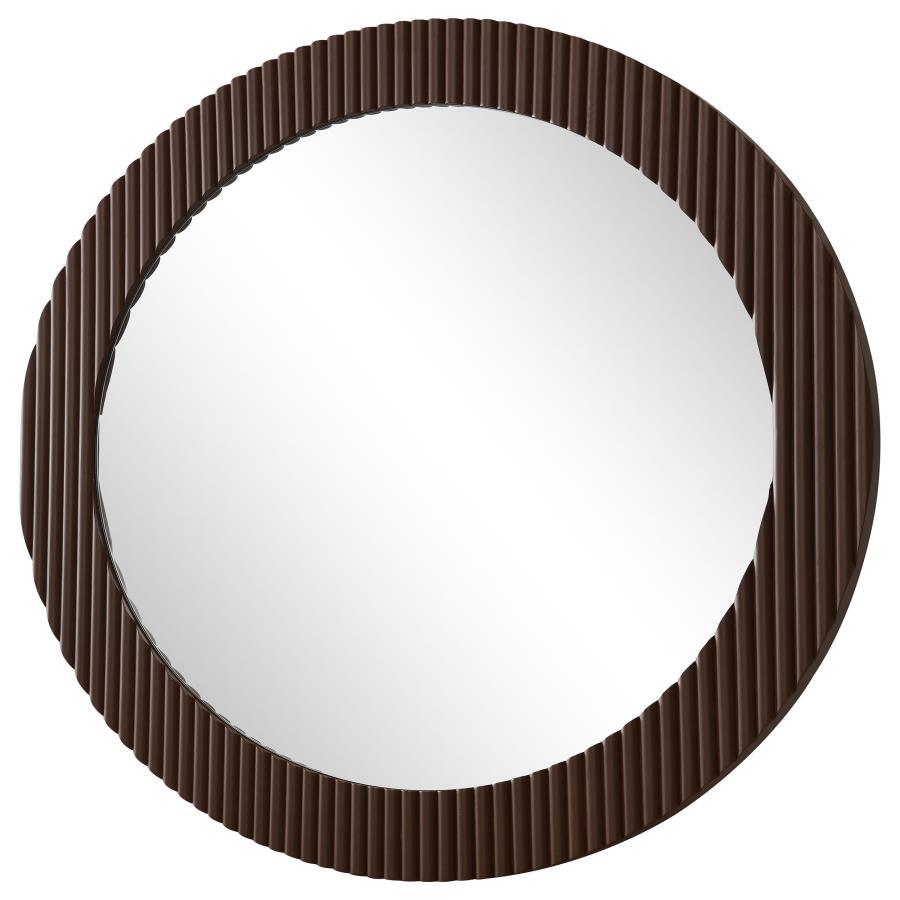 Dexter - Round Reeding Frame Wall Mirror - Brown