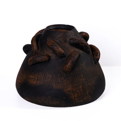 Visha - Roped Vase - Dark Terracotta