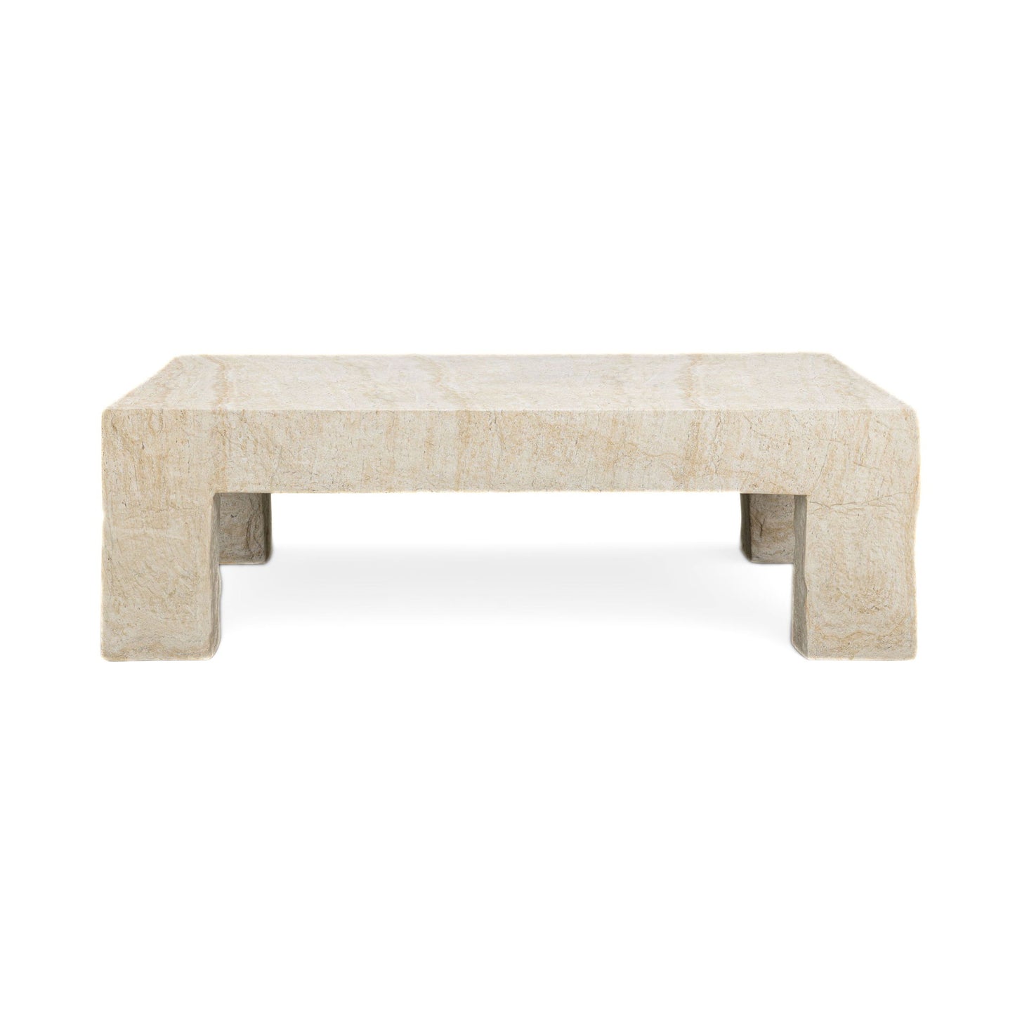 Roxanne - Faux Slab Indoor / Outdoor Large Coffee Table - Travertine