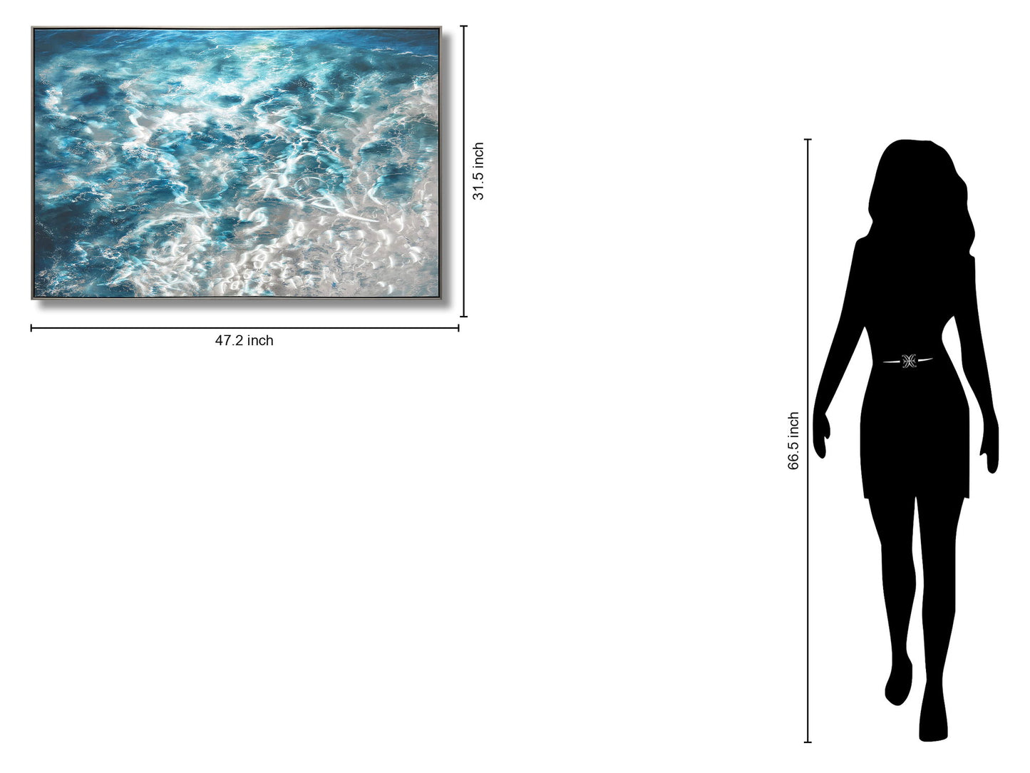Glistening Tidal Flow - 32" x 47" Framed Wall Art - Blue