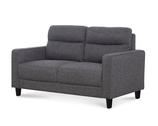 Nolan - Channeled Loveseat - Medium Gray Velvet