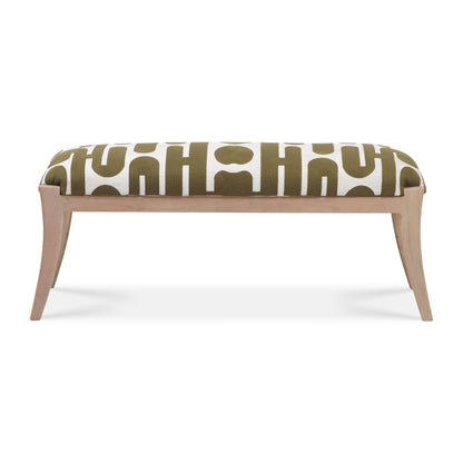 Arielle - Embroidered Bench - Olive / White