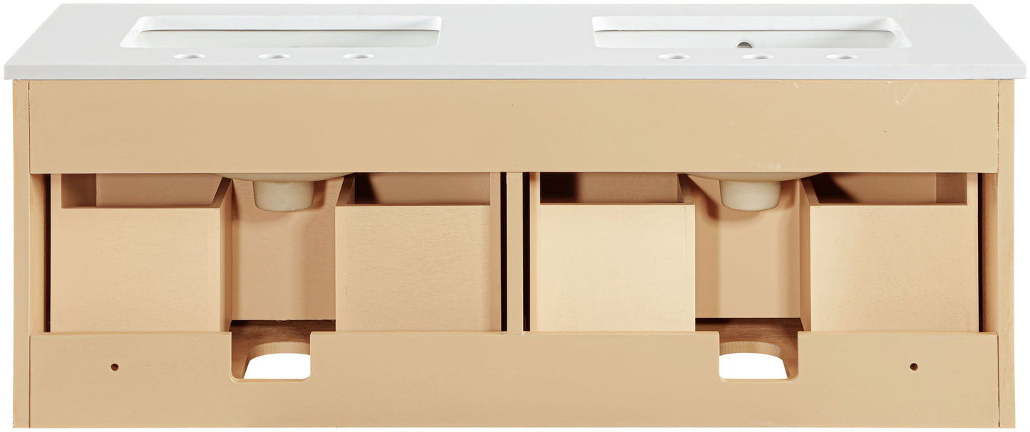 Leonardo - Engineered Stone And Solid Wood 24" Wall Mounted Bathroom Vanity