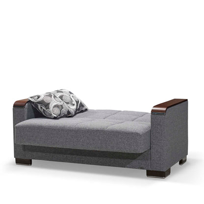 Ottomanson Armada X - Upholstered Convertible Wood Trimmed Loveseat With Storage - Polyester