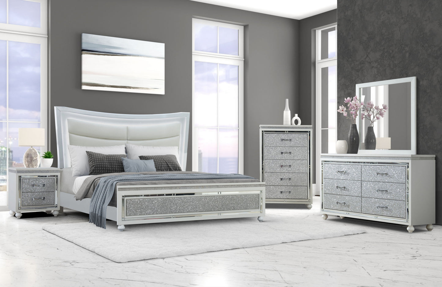 Collete - 5 Piece Full Bedroom Set - White