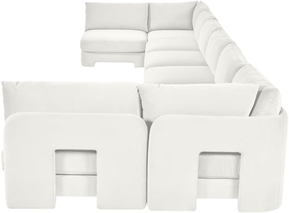 Hammond - Velvet Performance Fabric Upholstered 8 Piece U-Shaped Armless Sectional - Beige
