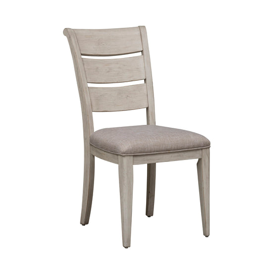 Farmhouse Reimagined - Ladder Back Upholstered Side Chair - White