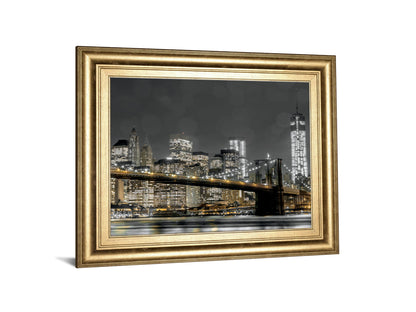 Newyork Lights By Frank, A. - Framed Print Wall Art - Dark Gray