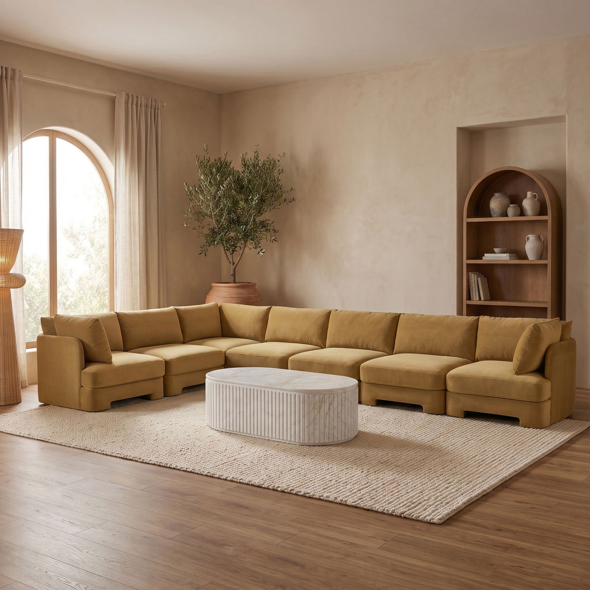 Hammond - Velvet Performance Fabric Upholstered 7 Piece Sectional