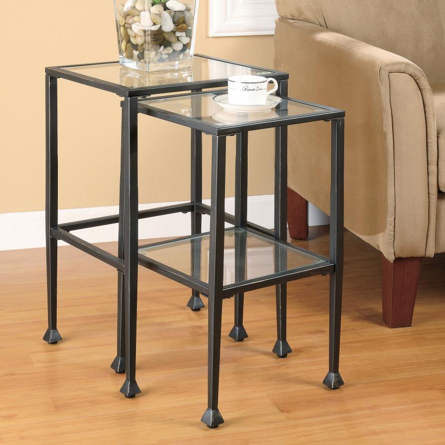 Leilani - 2 Piece Glass Top Nesting Table Set - Black