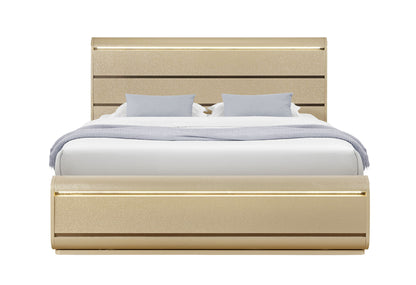 Genesis - 5 Piece Full Bedroom Set (Bed, Dresser & Mirror, Nightstand, Chest) - Gold