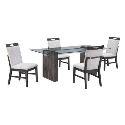 D4238 - 9 Piece Dining Room Set (Dining Table And 8 Dining Chairs) - Clear / Dark Brown / Light Gray