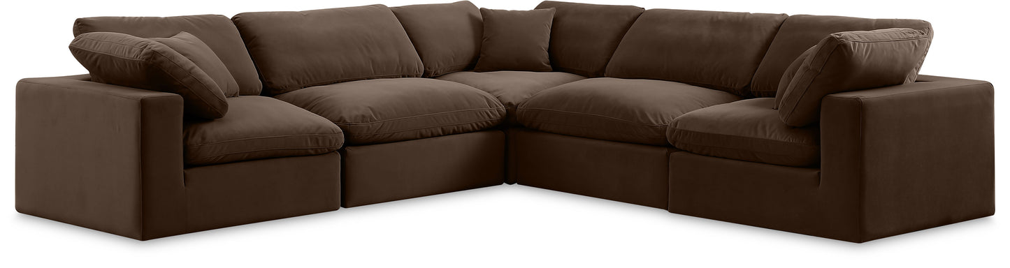 Comfy - 5 Piece Velvet Modular Corner Sectional