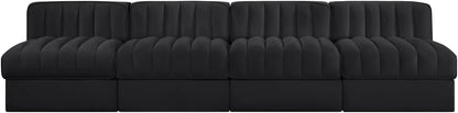 Rummi - Armless Velvet Performance Fabric Upholstered 4 Piece Modular Sofa