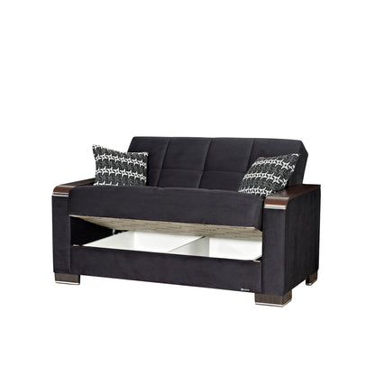 Ottomanson Armada X - Upholstered Convertible Wood Trimmed Loveseat With Storage - Microfiber