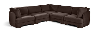 Hammond - Velvet Performance Fabric Upholstered 5 Piece Corner Sectional