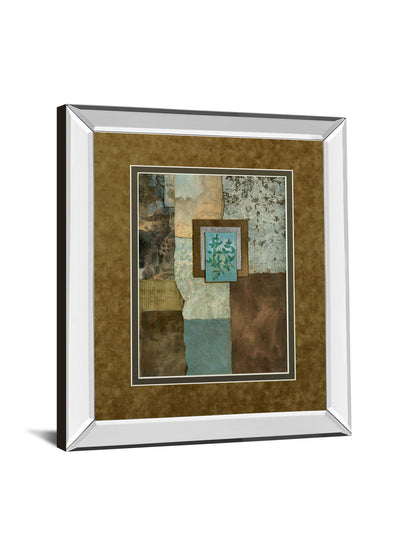 Petites Fleurs Sur Le Bleu Il By Norm Olson - Mirror Framed Print Wall Art - Blue