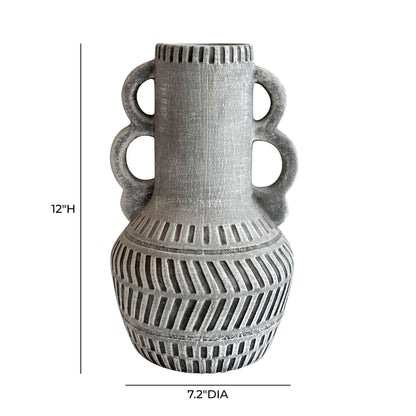 Earthenware - Aztec Handled Flower Vase - Slate