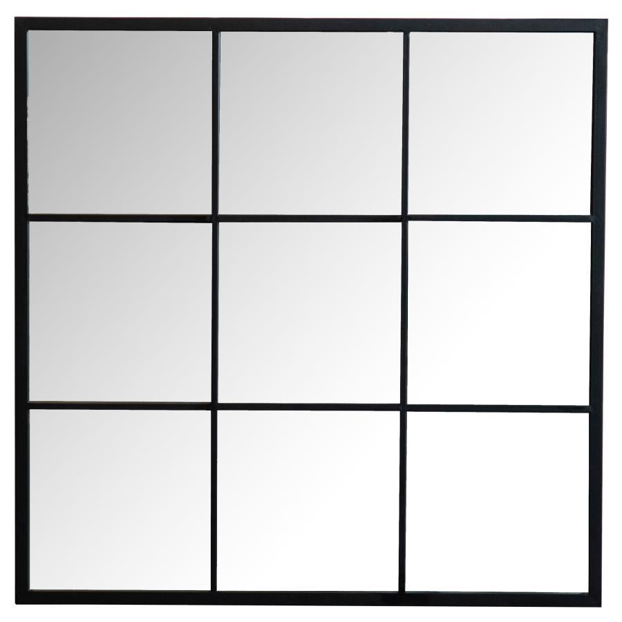 Quetzal - Square Window Pane Wall Mirror - Black