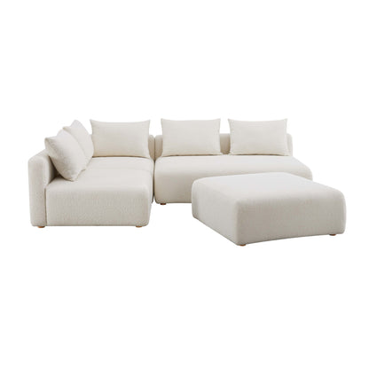 Hangover - 4-Piece Boucle Modular Chaise Sectional - Cream
