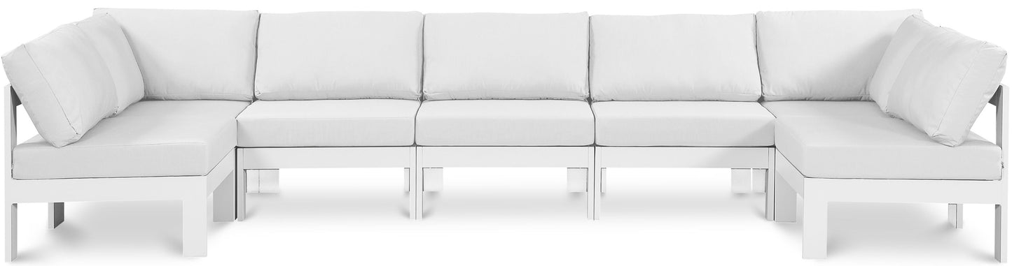 Nizuc - Outdoor Patio 7 Piece Modular Sectional With White Frame