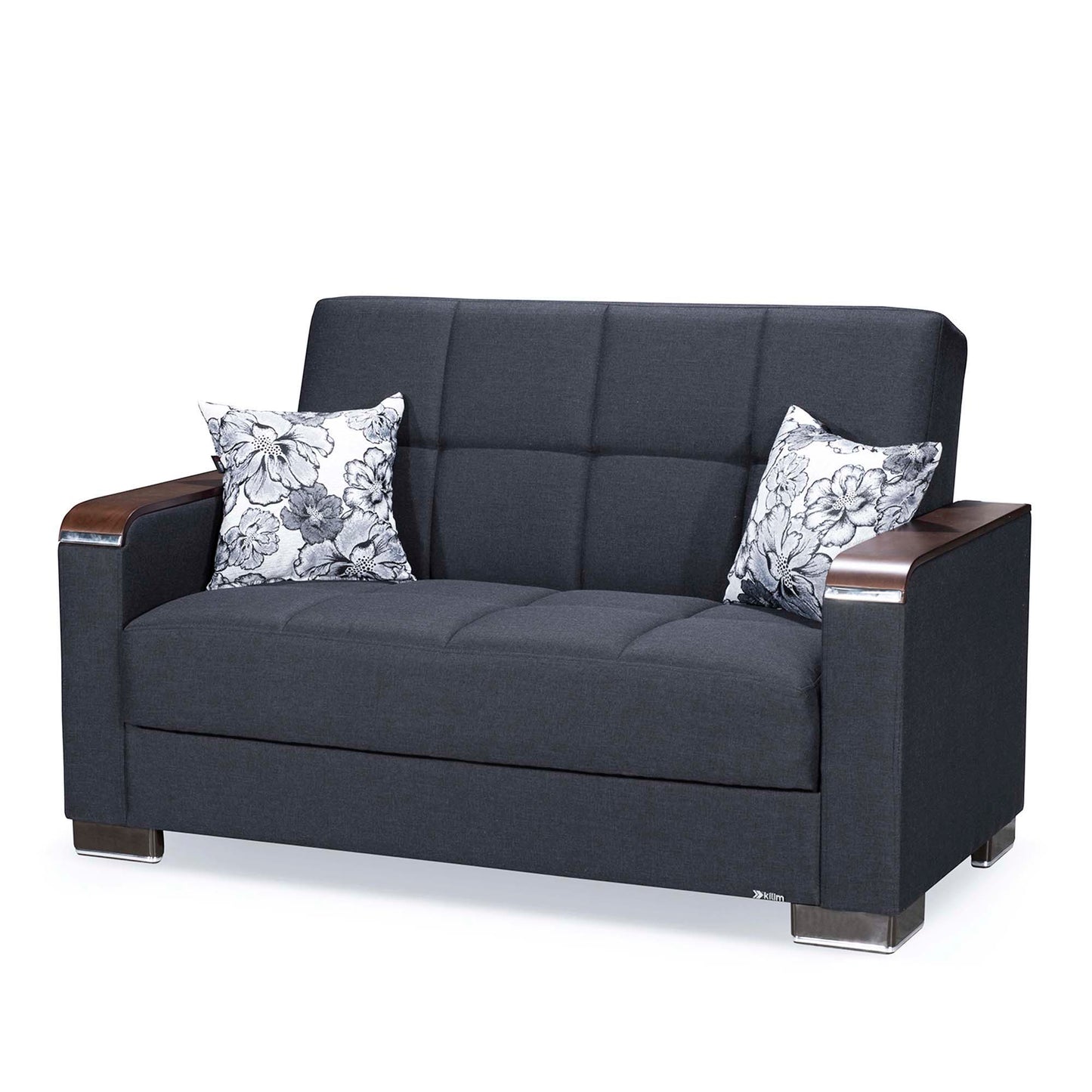 Ottomanson Armada X - Upholstered Convertible Wood Trimmed Loveseat With Storage - Polyester