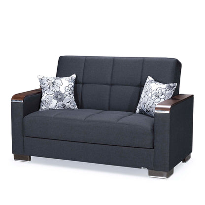 Ottomanson Armada X - Upholstered Convertible Wood Trimmed Loveseat With Storage - Polyester