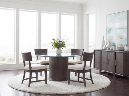 Maren - Complete Round Glass Top Dining Table