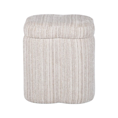 Lilou - Striped Jacquard Storage Stool - Cream