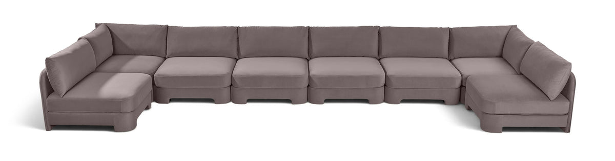 Hammond - Velvet Performance Fabric Upholstered 8 Piece U-Shaped Armless Sectional - Beige