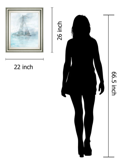 Sailing Boat II By Ken Roko - Framed Print Wall Art - Pearl Silver