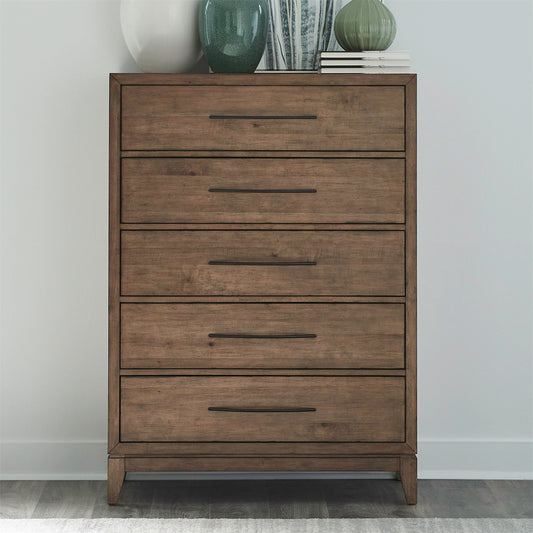Shaker Lakes - 5 Drawer Chest - Harvest Brown