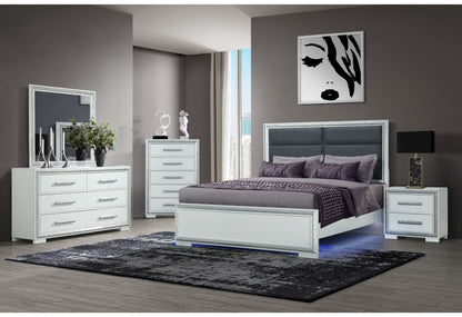 Andros - 5 Piece Queen Bedroom Set With LED - Silver