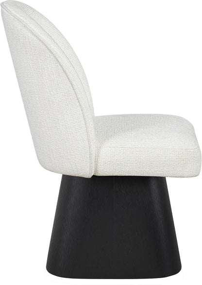 Marlowe - Linen Textured Fabric Upholstered Swivel Dining Side Chair - Stained Black