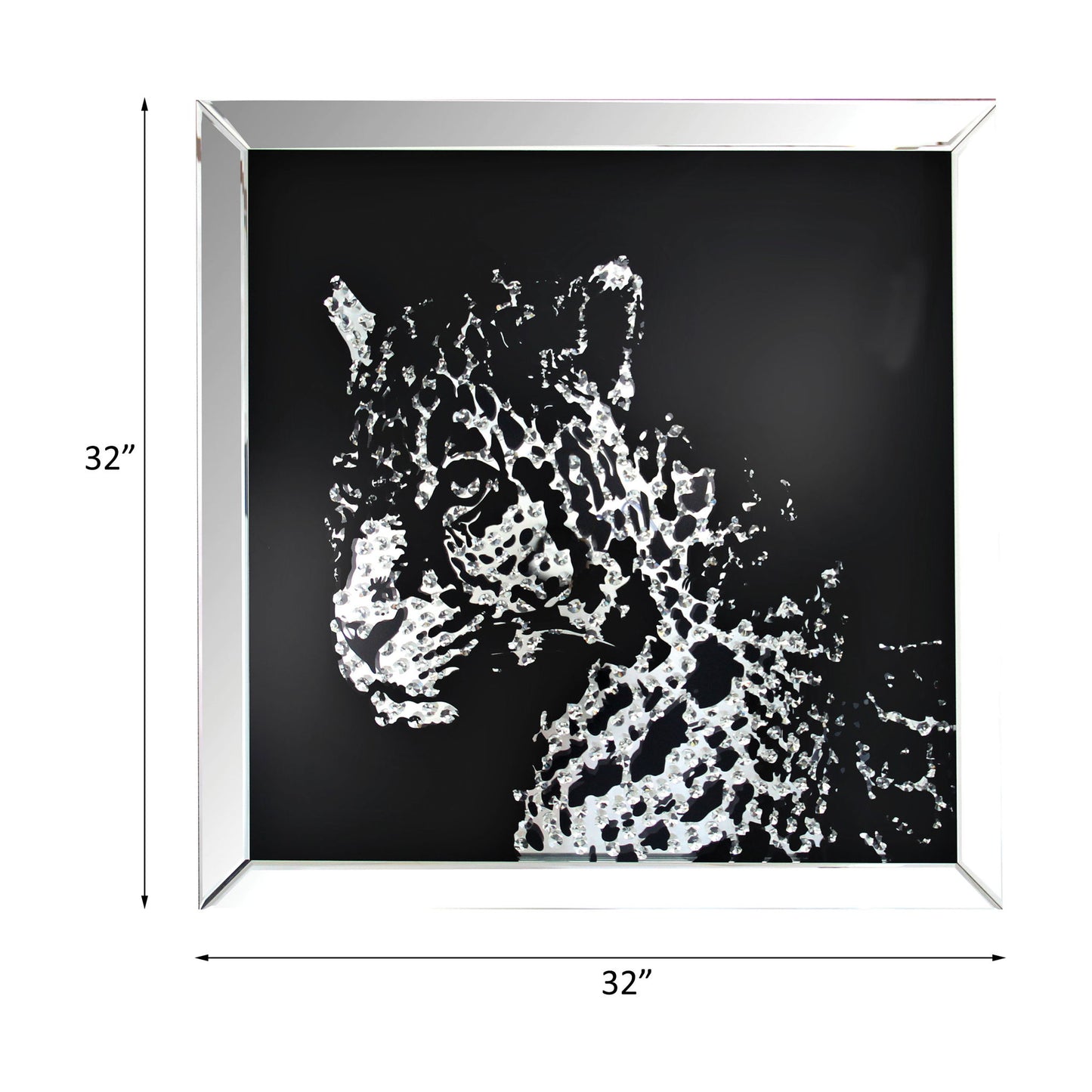 Talisha - Wall Art - Mirrored & Faux Crystal Leopard