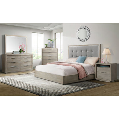 Arcadia - 2-Drawer Nightstand with USB - Grey