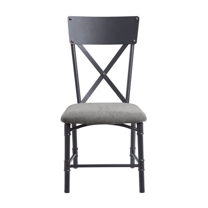 Edina - Side Chair (Set of 2) - Gray Fabric, Oak & Sandy Black