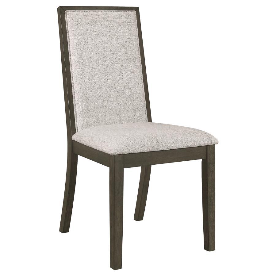 Kelly - Upholstered Solid Back Dining Side Chair (Set of 2) - Beige And Dark Gray