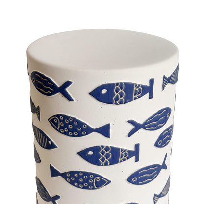 Tempest - Indoor / Outdoor Ceramic Table - Blue Fish