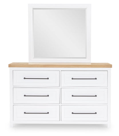 Horizons - Beveled Mirror - Pure White / Natural Oak