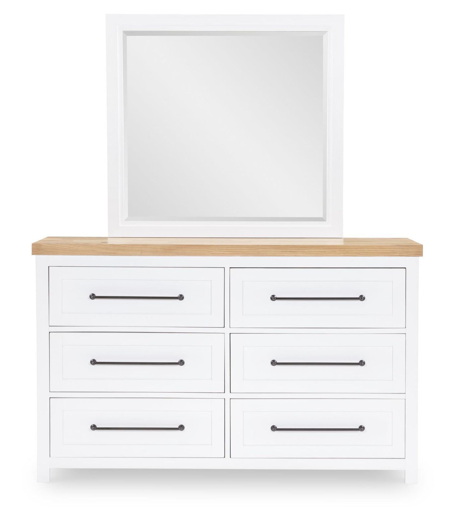 Horizons - 6 Drawers Dresser - Pure White / Natural Oak