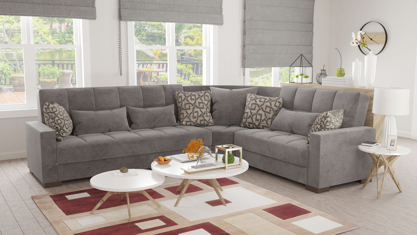 Ottomanson Armada - Upholstered Convertible Sectional With Storage - Microfiber