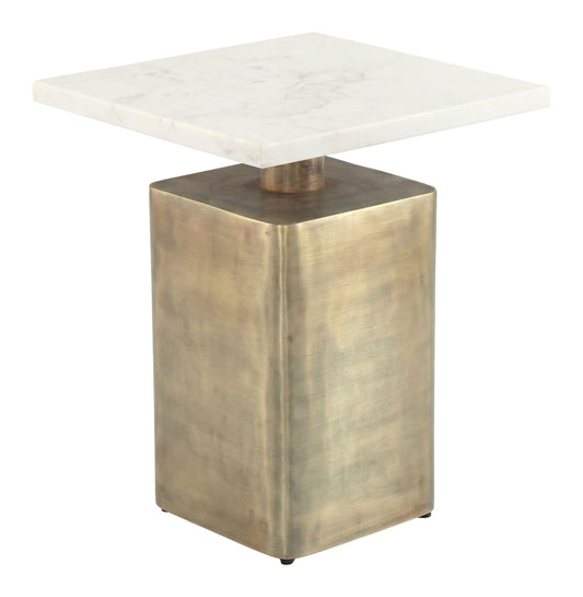 Nyra - Side Table - White / Brass
