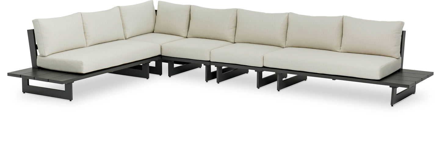 Maldives - 5 Piece Water Resistant Outdoor Patio Modular Sectional With Gray Base